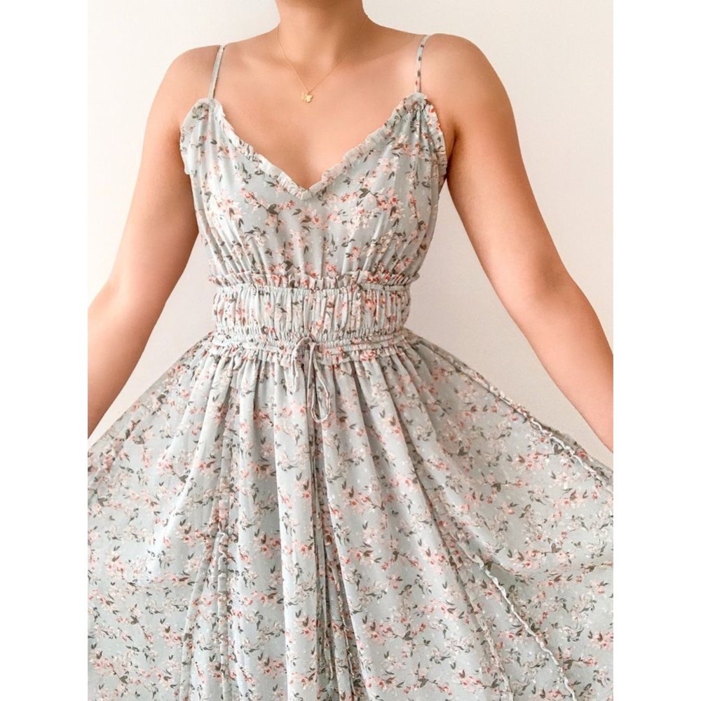 Storia maxi floral ruffle dress